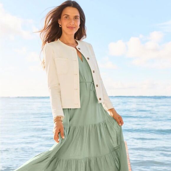 NWT Tommy Bahama Crop Denim Jacket - Picture 2 of 5